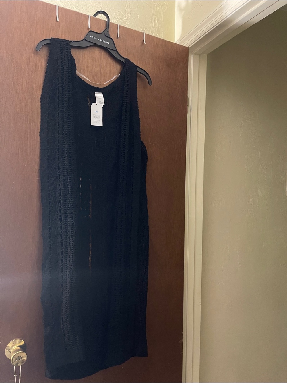 Sleeveless Black Crochet Knit Dress - Free Assembly